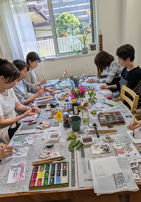 絵手紙作業中02